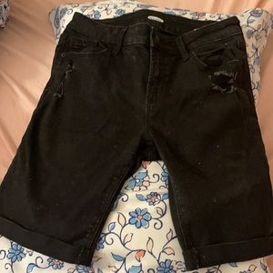 Black denim Bermuda shorts